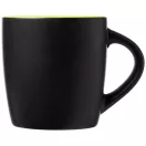 Cana ceramica 340 ml cu interior colorat, Everestus, 20IAN1164, Negru, Verde Lime