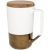 Cana de cafea/ceai, 470 ml, cu capac din lemn, Everestus, TE, ceramica si lemn, alb