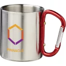 Cana termos cu carabina, Everestus, 2610E19225, 200 ml, Cu carabina, 8.5x10.5 cm, Otel inoxidabil, Rosu