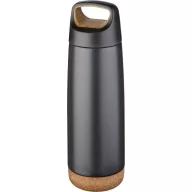   Sticla termos sport 600 ml, perete dublu, cu maner, Everestus, 9IA19381, Otel inoxidabil, Pluta, Negru