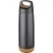 Sticla termos sport 600 ml, perete dublu, cu maner, Everestus, 9IA19381, Otel inoxidabil, Pluta, Negru