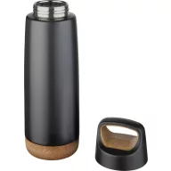   Sticla termos sport 600 ml, perete dublu, cu maner, Everestus, 9IA19381, Otel inoxidabil, Pluta, Negru