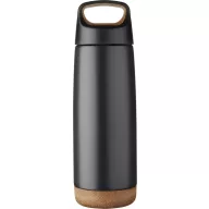   Sticla termos sport 600 ml, perete dublu, cu maner, Everestus, 9IA19381, Otel inoxidabil, Pluta, Negru