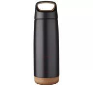   Sticla termos sport 600 ml, perete dublu, cu maner, Everestus, 9IA19381, Otel inoxidabil, Pluta, Negru