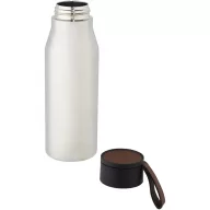   Termos, Everestus, 21OCT1406, 500 ml, 22.9 x Ø 7.4 cm, Otel, Piele ecologica, Argintiu