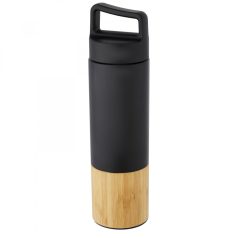   Termos, Everestus, 21OCT1410, 540 ml, 28.3 x Ø 7.55 cm, Otel, Bambus, Negru