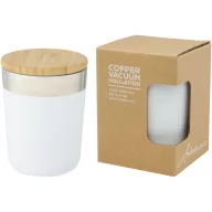   Cana termos, Everestus, 21OCT1403, 300 ml, 8.6 x 11.4 x 8.6 cm, Otel, Bambus, Alb