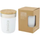 Cana termos, Everestus, 21OCT1403, 300 ml, 8.6 x 11.4 x 8.6 cm, Otel, Bambus, Alb