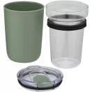 Cana de voiaj, 420 ml, Everestus, 2601E12834, 14.2xØ8.8 cm, Sticla, Plastic, Verde Heather