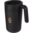 Cana de voiaj, 400 ml, Everestus, 2601E13035, 12.1x14x8.5 cm, Polipropilena, Otel, Negru