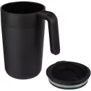 Cana de voiaj, 400 ml, Everestus, 2601E13035, 12.1x14x8.5 cm, Polipropilena, Otel, Negru