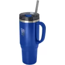 Cana de voiaj, Everestus, 2610E18487, 1200 ml, 13.8x26.1x10xØ10 cm, Plastic, Otel inoxidabil, Albastru Royal