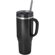   Cana de voiaj, Everestus, 2610E18488, 1200 ml, 13.8x26.1x10xØ10 cm, Plastic, Otel inoxidabil, Negru