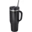 Cana de voiaj, Everestus, 2610E18488, 1200 ml, 13.8x26.1x10xØ10 cm, Plastic, Otel inoxidabil, Negru