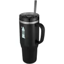 Cana de voiaj, Everestus, 2610E18488, 1200 ml, 13.8x26.1x10xØ10 cm, Plastic, Otel inoxidabil, Negru