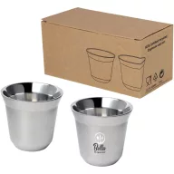   Set 2 cesti espresso, 80 ml, 2410E25556, Everestus, 6.2 x 6 x 6.2 x ø 6.2 cm, Otel, Argintiu