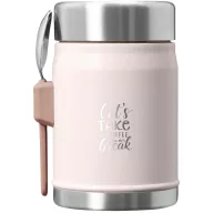   Recipient pentru mancare cu lingura, 400 ml, 2509E14984, Stanley, 9.7x13.9x8.9 cm, Otel, Roz light
