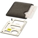 Saki 15-function pocket tool card, Stainless steel, Silver, solid black