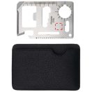 Saki 15-function pocket tool card, Stainless steel, Silver, solid black