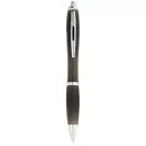 Nash ballpoint pen with coloured barrel and black grip, AS plastic, solid black