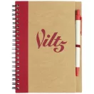 Priestly recycled notebook with pen, Recycled paper, Natural, Red  