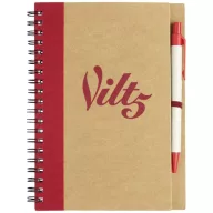  Priestly recycled notebook with pen, Recycled paper, Natural, Red  