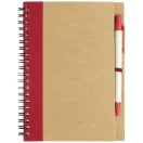 Priestly recycled notebook with pen, Recycled paper, Natural, Red  