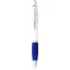 Nash ballpoint pen with white barrel and coloured grip, ABS plastic, White,Royal blue
