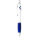 Nash ballpoint pen with white barrel and coloured grip, ABS plastic, White,Royal blue