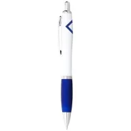   Nash ballpoint pen with white barrel and coloured grip, ABS plastic, White,Royal blue