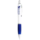 Nash ballpoint pen with white barrel and coloured grip, ABS plastic, White,Royal blue