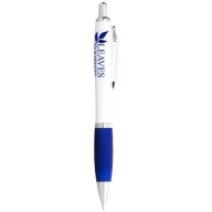   Nash ballpoint pen with white barrel and coloured grip, ABS plastic, White,Royal blue