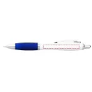 Nash ballpoint pen with white barrel and coloured grip, ABS plastic, White,Royal blue