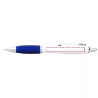   Nash ballpoint pen with white barrel and coloured grip, ABS plastic, White,Royal blue