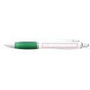 Nash ballpoint pen with white barrel and coloured grip, ABS plastic, White, Green  