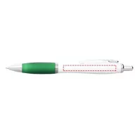   Nash ballpoint pen with white barrel and coloured grip, ABS plastic, White, Green  