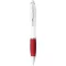Nash ballpoint pen with white barrel and coloured grip, ABS plastic, White, Red  