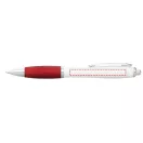 Nash ballpoint pen with white barrel and coloured grip, ABS plastic, White, Red  