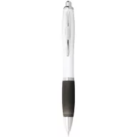   Nash ballpoint pen with white barrel and coloured grip, ABS plastic, White, solid black