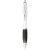 Nash ballpoint pen with white barrel and coloured grip, ABS plastic, White, solid black