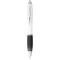 Nash ballpoint pen with white barrel and coloured grip, ABS plastic, White, solid black
