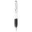 Nash ballpoint pen with white barrel and coloured grip, ABS plastic, White, solid black
