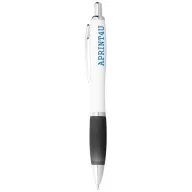   Nash ballpoint pen with white barrel and coloured grip, ABS plastic, White, solid black
