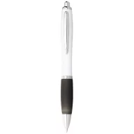  Nash ballpoint pen with white barrel and coloured grip, ABS plastic, White, solid black