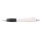 Nash ballpoint pen with white barrel and coloured grip, ABS plastic, White, solid black