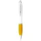 Nash ballpoint pen with white barrel and coloured grip, ABS plastic, White,Yellow  