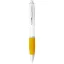 Nash ballpoint pen with white barrel and coloured grip, ABS plastic, White,Yellow  