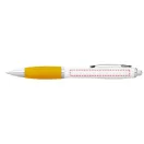 Nash ballpoint pen with white barrel and coloured grip, ABS plastic, White,Yellow  