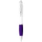 Nash ballpoint pen with white barrel and coloured grip, ABS plastic, White,Purple  