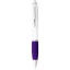 Nash ballpoint pen with white barrel and coloured grip, ABS plastic, White,Purple  